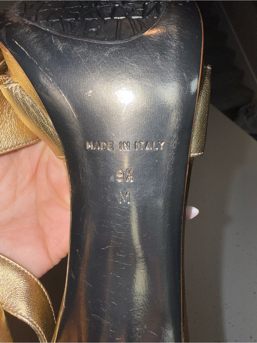 Diane Von Furstenberg Metallic Gold Crisscross Slingback Heels - Picture 8 of 11